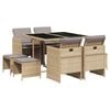 vidaXL 9-delige Tuinset met kussens poly rattan gemengd beige