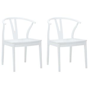 vidaXL Eetkamerstoel 2 st Massief Rubberhout Wit en Wit