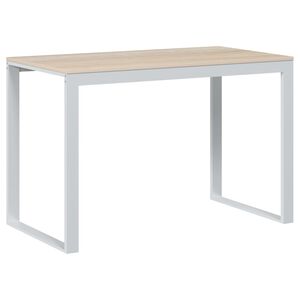 vidaXL Computerbureau 110x60x73 cm spaanplaat wit en eikenkleurig