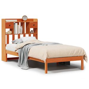 vidaXL Bed met boekenkast zonder matras grenenhout wasbruin 75x190 cm