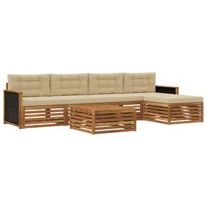 vidaXL Buiten bankenset 6 st Natuurlijk en Beige Polyester