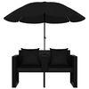 vidaXL Tuinbed met parasol poly rattan zwart