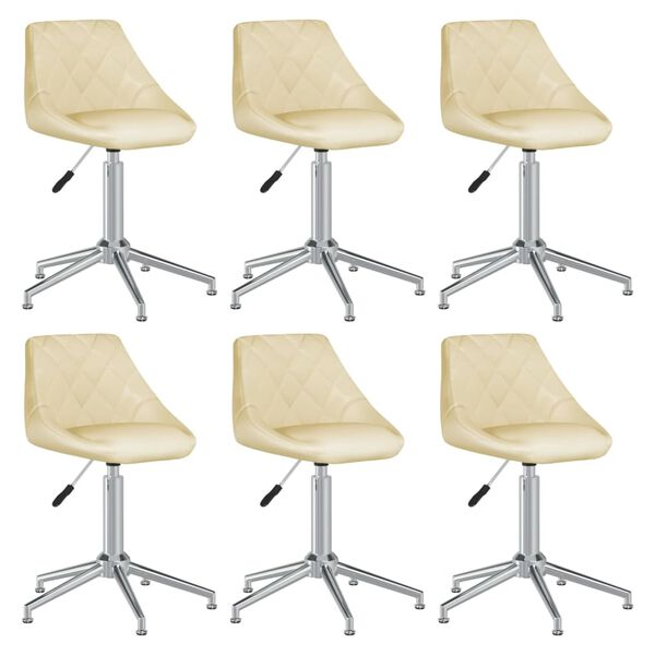 vidaXL Eetkamerstoelen 6 st draaibaar 6 st kunstleer cr&egrave;mekleurig