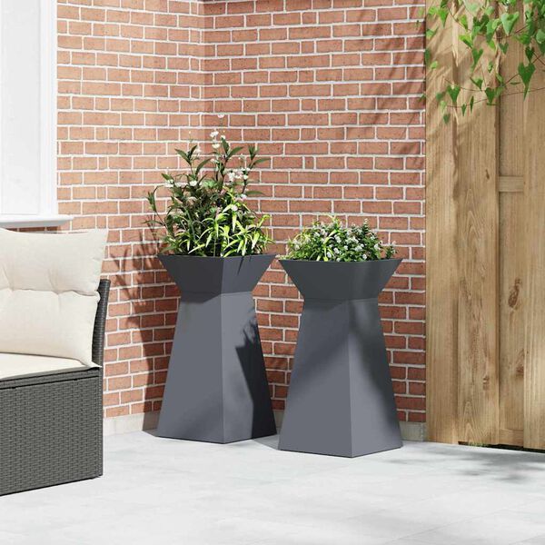 vidaXL Pilaar Plantenbak 2 pcs Antraciet 35 x 35 x 73 cm