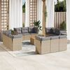 vidaXL 13-delige Loungeset met kussens poly rattan gemengd beige