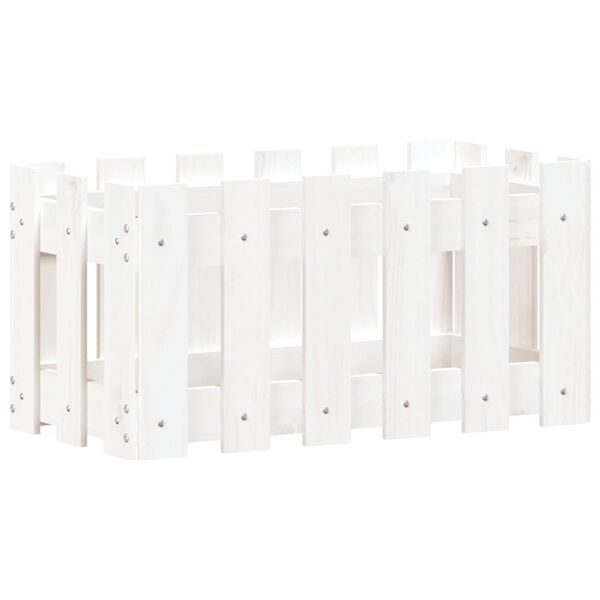 vidaXL Plantenbak met hekontwerp 60x30x30 cm massief grenenhout wit