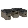 vidaXL 10-delige Loungeset met kussens poly rattan grijs