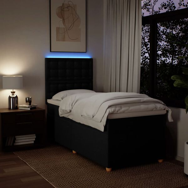 vidaXL Boxspring met matras stof zwart 100x200 cm