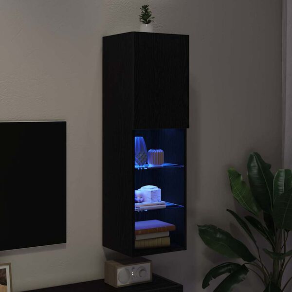 vidaXL Tv-meubelset Zwart Eiken 30,5 x 30 x 102 cm Bewerkt hout