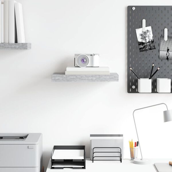 vidaXL Wandschap zwevend 40x23x3,8 cm MDF betongrijs