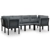 vidaXL 6-delige Loungeset poly rattan zwart en grijs