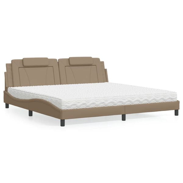 vidaXL Bed "Viana" met matras kunstleer cappuccinokleurig 200x200 cm