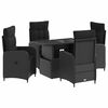vidaXL Buiten eettafelset 5 st Zwart poly rattan