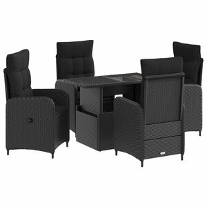 vidaXL Buiten eettafelset 5 st Zwart poly rattan