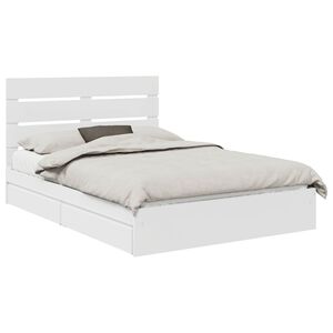 vidaXL Opslag bed met hoofdeinde Wit 140 x 190 cm Bewerkt hout