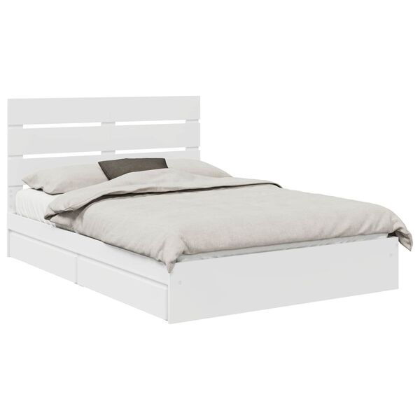 vidaXL Opslag bed met hoofdeinde Wit 140 x 190 cm Bewerkt hout