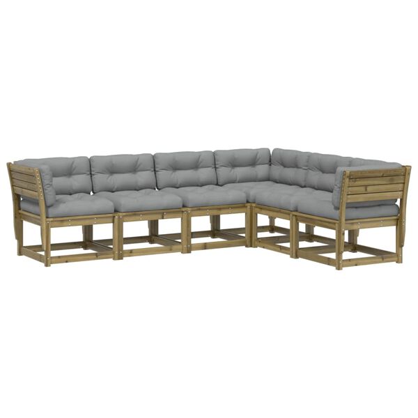 vidaXL 6-delige Loungeset met kussens ge&iuml;mpregneerd grenenhout