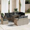 vidaXL 9-delige Loungeset met kussens poly rattan grijs