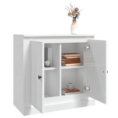 VidaXL - Dressoir - Hoogglans Wit - Bewerkt Hout - Metalen Poten kopen