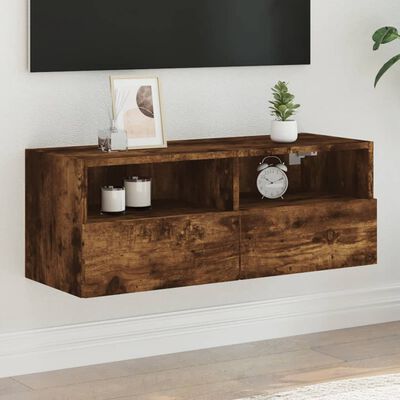 vidaXL Tv-wandmeubel 80x30x30 cm bewerkt hout gerookt eikenkleurig