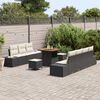 vidaXL Tuinbankenset met kussen 10 pcs Zwart poly rattan