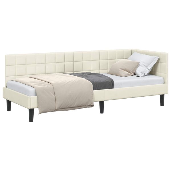 vidaXL Hoekbedframe met hoofdeinde Cr&egrave;me 80 cm x 200 cm Fluweel