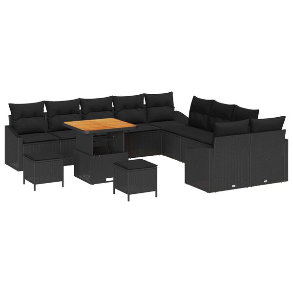 vidaXL Tuin Sofa Set 13 pcs Zwart Poly Rattan en Poedergecoat Staal