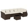 vidaXL 8-delige Loungeset met kussens poly rattan bruin