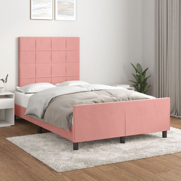 vidaXL Bedframe zonder matras 120x190 cm fluweel roze