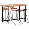 vidaXL 5-delige Barset massief hout en echt leer