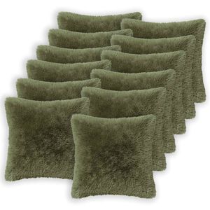 vidaXL Kussen 12 st HEERLEN Groen 40 x 40 cm PV Fleece