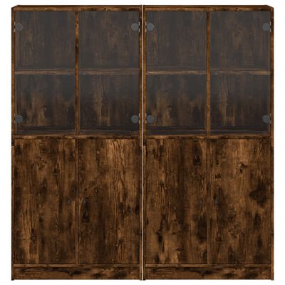 vidaXL Boekenkast met deuren 136x37x142 cm hout gerookt eikenkleurig