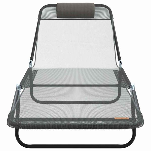 vidaXL Opvouwbare zonnebed Grijs 182 x 55 x 85.5cm Textileen