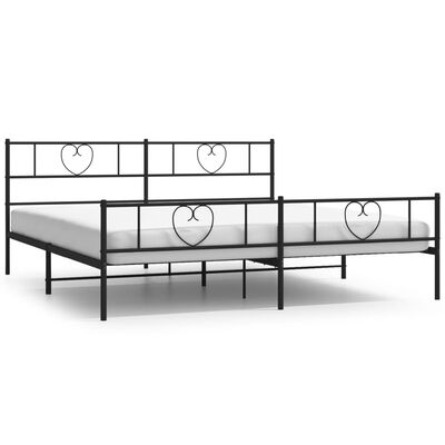 vidaXL Bedframe met hoofd- en voeteneinde metaal zwart 180x200 cm