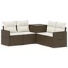 vidaXL Bankstel 5 st Bruin en Cr&egrave;me Wit Poly Rattan en Staal
