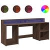 vidaXL Bureau met LED-verlichting 200x55x91 cm hout bruin eikenkleurig