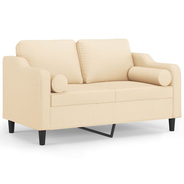 vidaXL Tweezitsbank met kussens 120 cm stof cr&egrave;mekleur