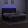 vidaXL Boxspring met matras en LED stof zwart 180x200 cm
