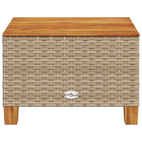 vidaXL Tuintafel 55x55x36 cm poly rattan en acaciahout beige