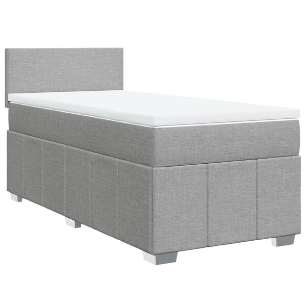 vidaXL Boxspring met matras stof lichtgrijs 90x190 cm