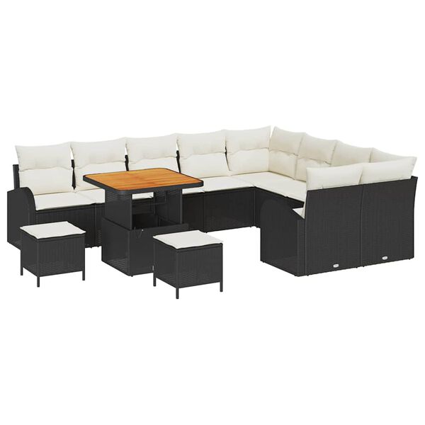vidaXL Tuin Sofa Set met kussen 12 pcs Zwart en Cr&egrave;me 80 x 80 x 71 cm