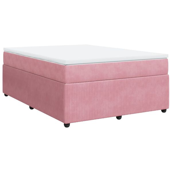 vidaXL Boxspring met matras fluweel roze 140x200 cm
