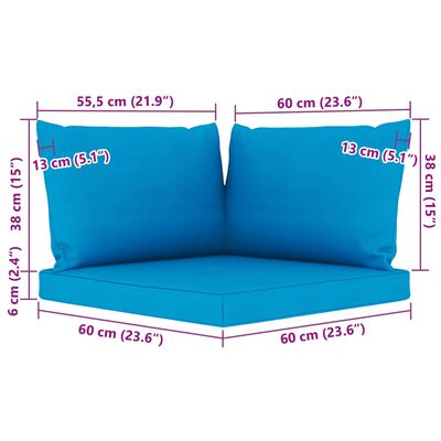 vidaXL 5-delige Loungeset met lichtblauwe kussens