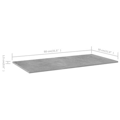 vidaXL Wandschappen 8 st 80x30x1,5 cm spaanplaat betongrijs
