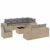 vidaXL 9-delige Loungeset met kussens poly rattan beige