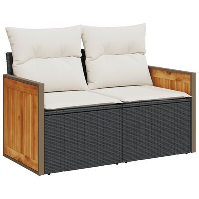 vidaXL 5-delige Loungeset met kussens poly rattan zwart