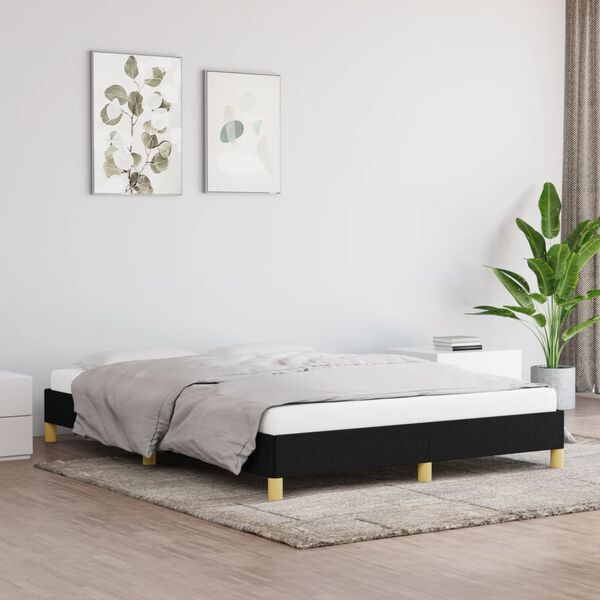 vidaXL Bedframe zonder matras stof zwart 160x200 cm