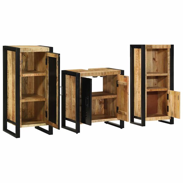vidaXL Badkamermeubelset met plank 3 pcs Bruin Massief Mango Hout