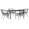 vidaXL 5-delige Tuinset poly rattan glas zwart