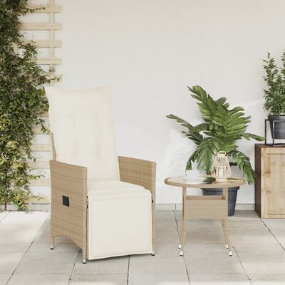 vidaXL Tuinstoel verstelbaar met kussens poly rattan beige